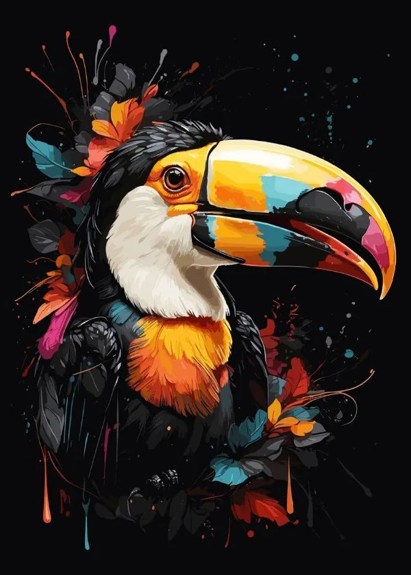 Crane Bird Owl Parrot Eagle Toucan Flamingo Animal Splatter Poster Print Canvas Painting for Living Room Home Decor Cuadros