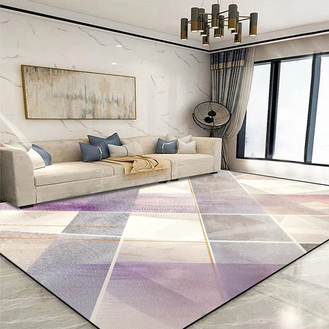 Modern Golden Geometric Non-slip Area Rug