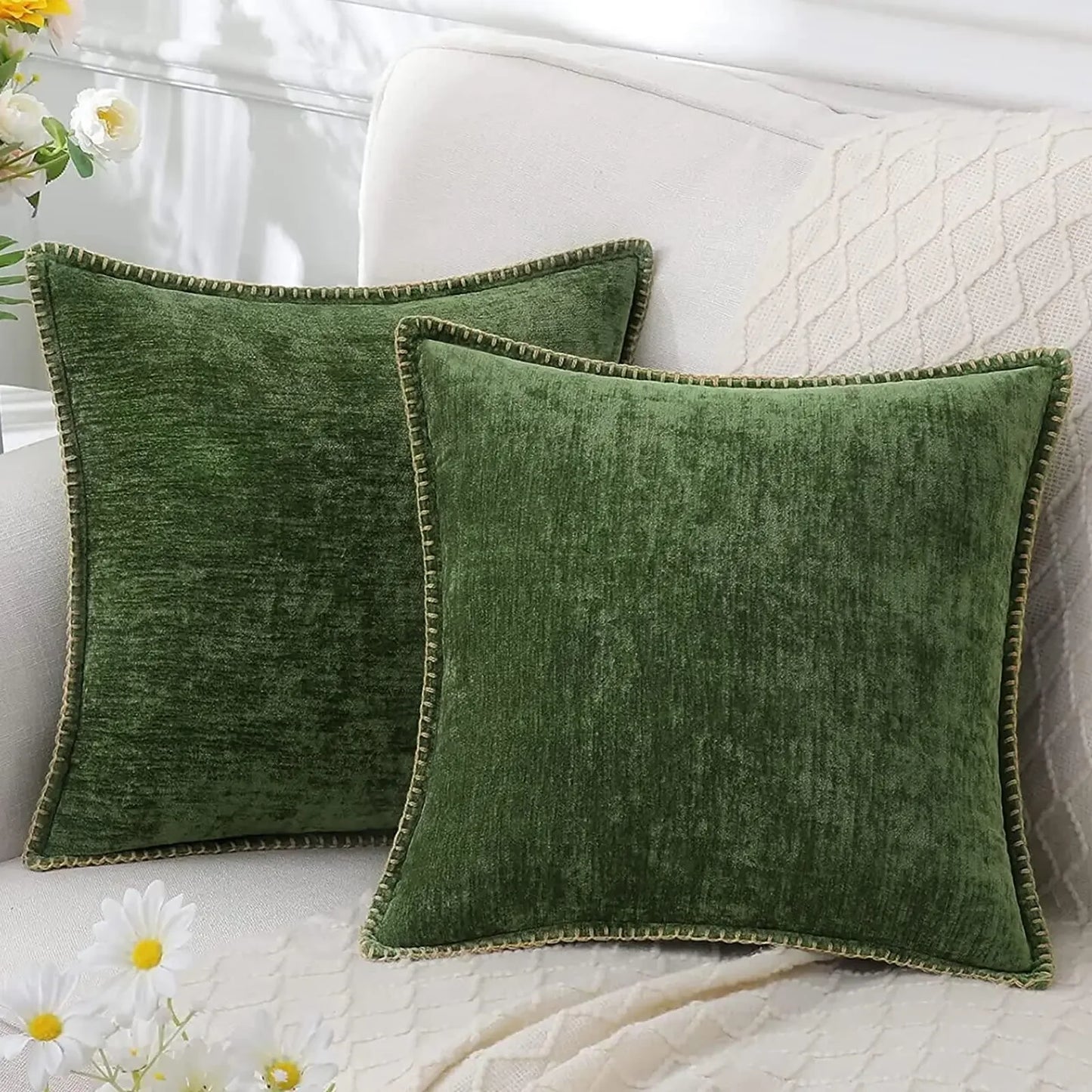 Blue Chenille Cushion Cover 45x45 Pillow Cover 30x50cm Sofa Decorative Throw Pillow Case Soft Luxury For Living Room Sofa Decor