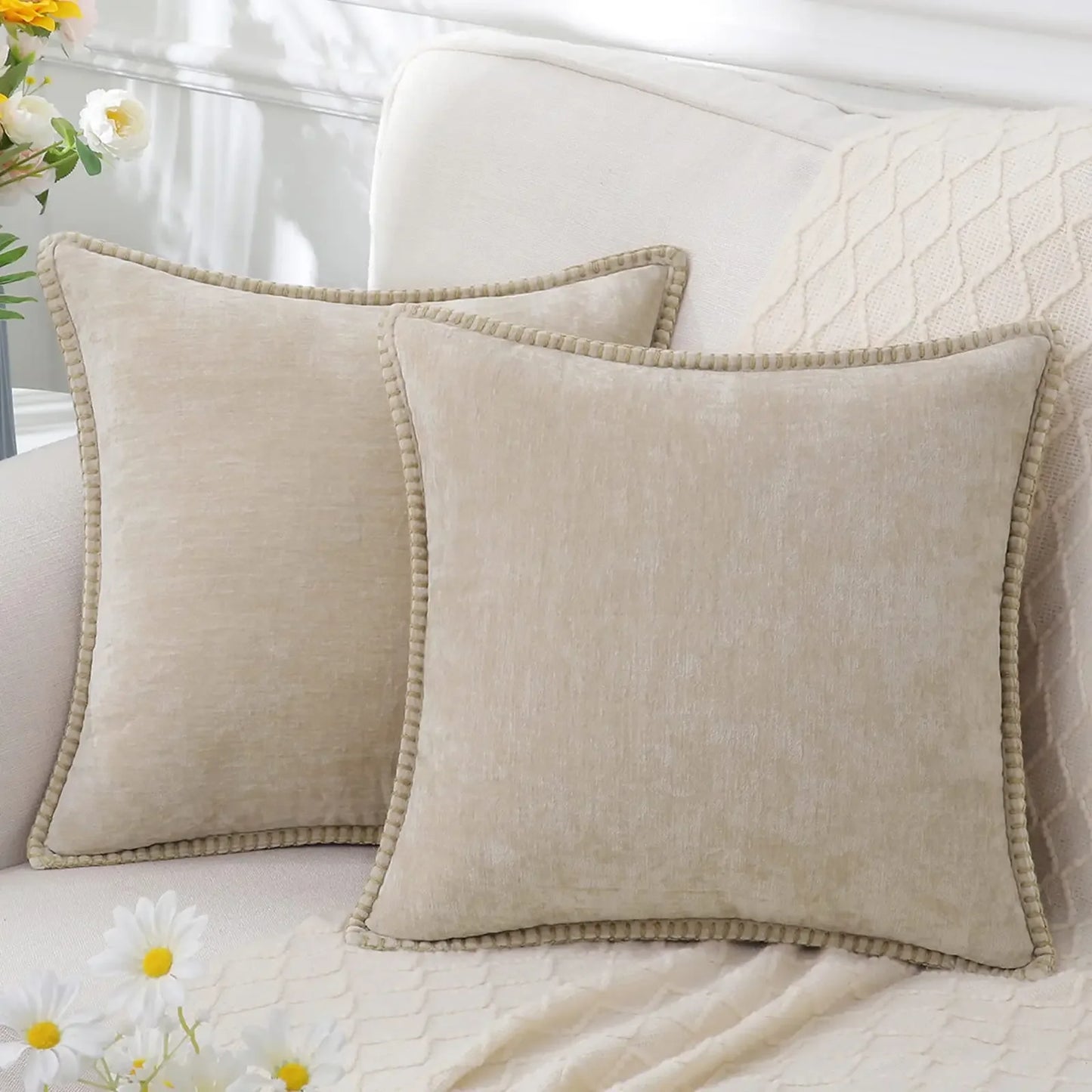 Blue Chenille Cushion Cover 45x45 Pillow Cover 30x50cm Sofa Decorative Throw Pillow Case Soft Luxury For Living Room Sofa Decor
