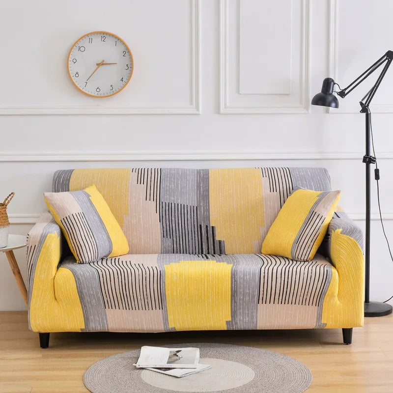 Floral Printed Stretch Sofa Cover with Elastic Band