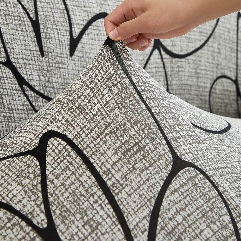 Printed Sofa Cover with Skirt - Full Coverage & Elastic, Multiple Colors