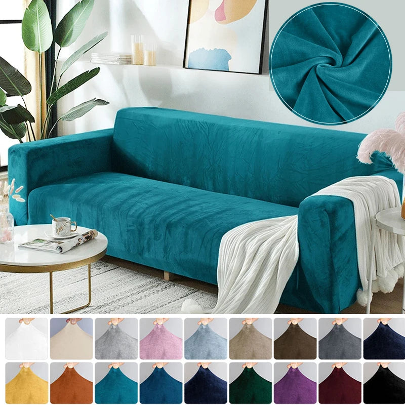 Soft & Thick Velvet Sofa Cover with Armrest for L-Shaped Sofas