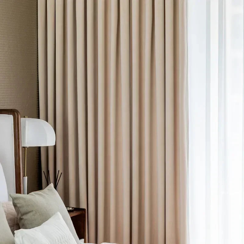Modern Beige Velvet Curtains for Living Dining Room Bedroom Australian Cashmere Blackout Custom Door Window Drape Room Decor