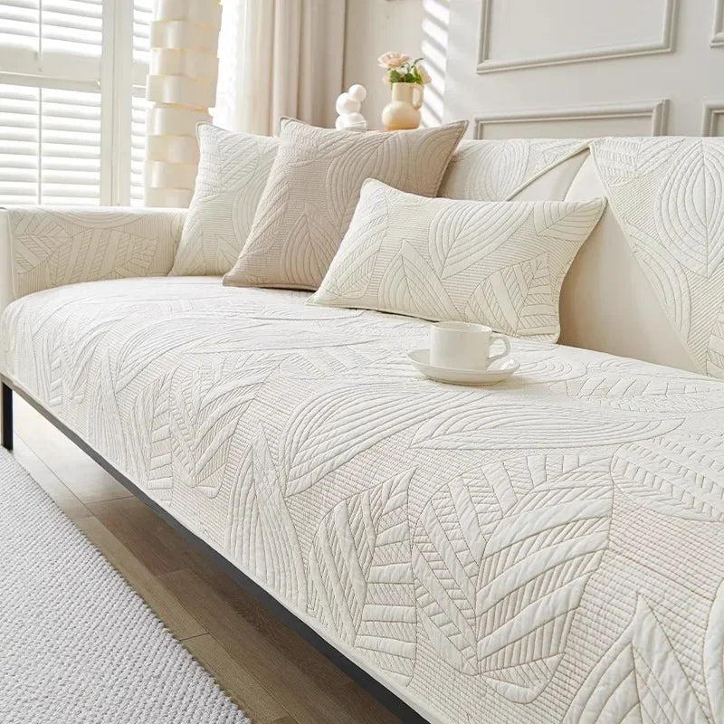 Nordic Simple Solid Color Sofa Cushion Four Seasons Pure Cotton Fabric Anti-slip Full Cotton Sitting Pad Modern Sofa Cover Home