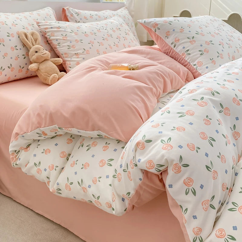 100% Washed Floral Bedding Set