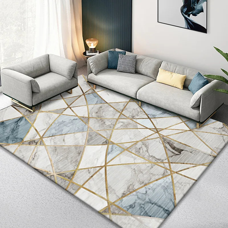 Nordic Marble Geometry Carpets for Living Room Light luxury Large area Home Decor rugs Bedroom Non-slip soft Floor Mats Washable