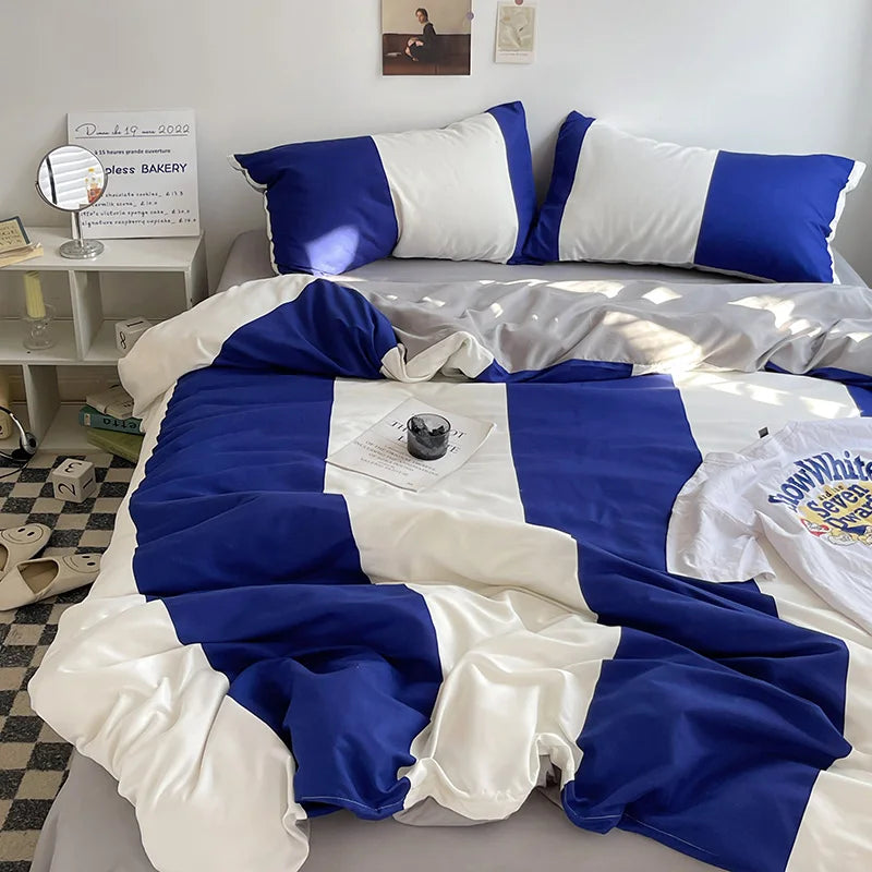 Stripe Comforter Set with Pillowcase & Bed Sheet