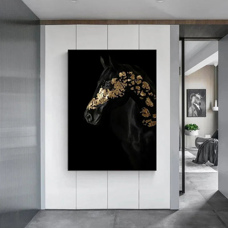 Modern Animals Horse Black and White Horse Posters, Prints Wall Art Pictures Canvas Painting, for Living Room Home Decoration