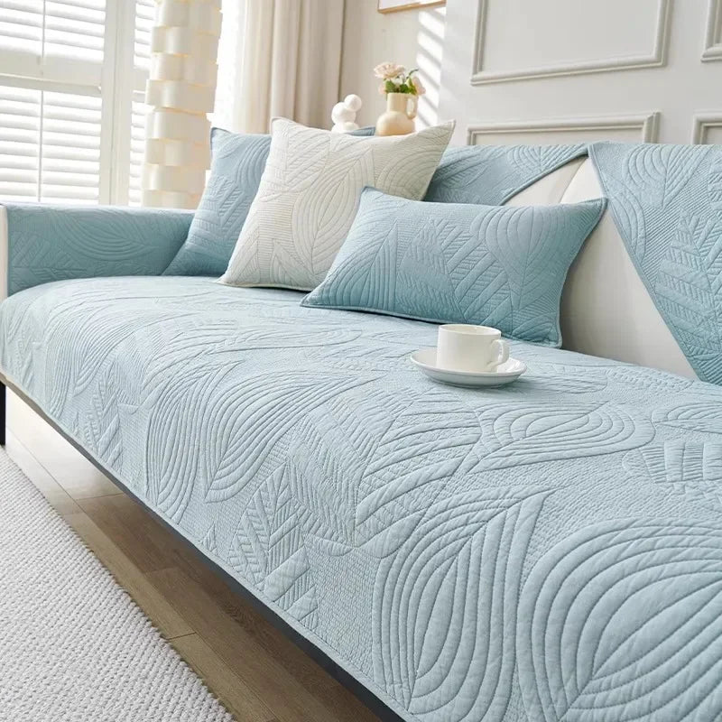 Nordic Simple Solid Color Sofa Cushion Four Seasons Pure Cotton Fabric Anti-slip Full Cotton Sitting Pad Modern Sofa Cover Home