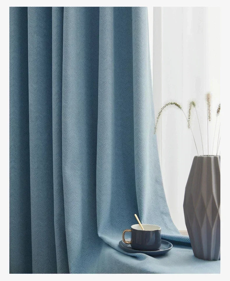 2025 new thickened French light luxury cream curtain cloth solid color bedroom living room full blackout sunscreen cotton linen