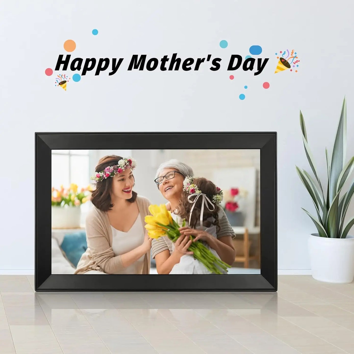 64GB FRAMEO Digital Photo Frame15.6-Inch WiFi Digital Picture Frame with 1920x1080 IPS FHD Touch Screen Easy Share Photos Videos