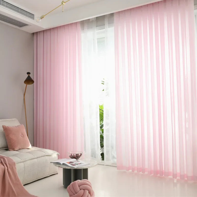 1Pc Super Soft Chiffon White Tulle Sheer Curtains for Living Room Lining Bedroom Window Decor HOTEL Door Luxury Modern 거즈 커튼