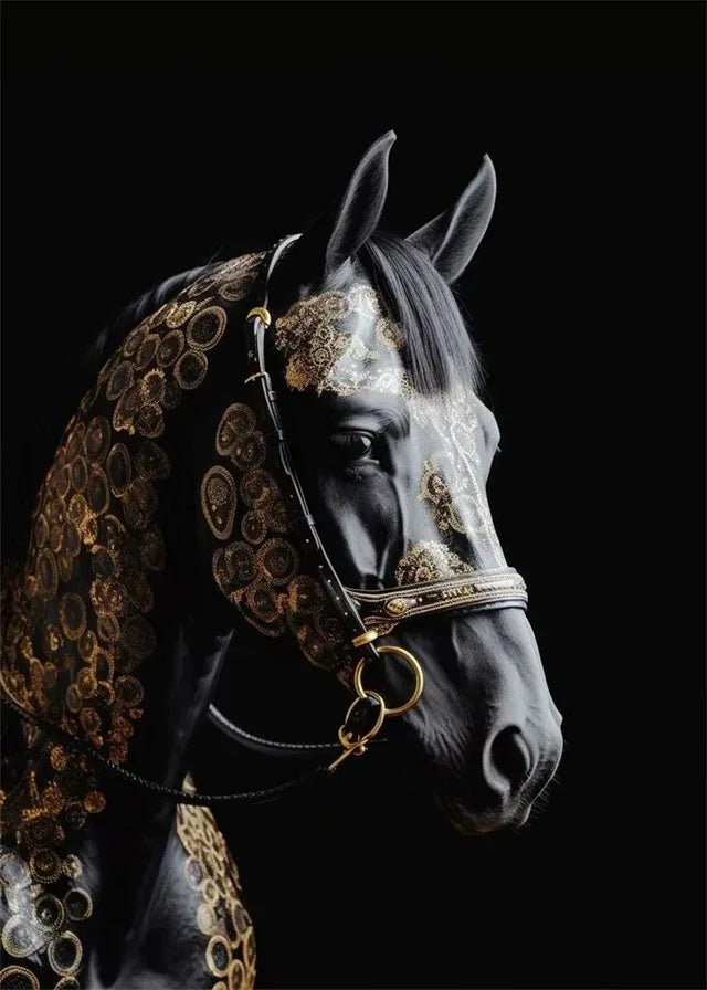 Black Gold Eagle Lion Canvas Painting Metal Poster Wall Art Nordic Deer Tiger Wolf Swan Aesthetic Picture for Living Room Decor