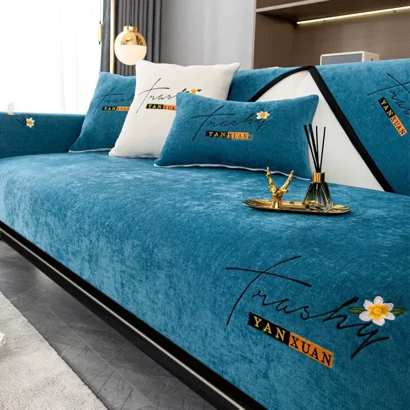 Modern Luxury High-end Sofa Cushion Four Seasons Universal Slipcover Antislip Sofa Pad Upscale Sitting Cover Carpet Protection