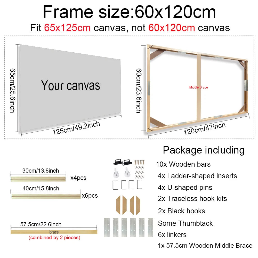 30x40 40x60 50x70cm Canvas Frame Wooden Frames Wooden Photo Oil Painting Canvas Diamond Painting Frames Canvas Wood Wall Frame