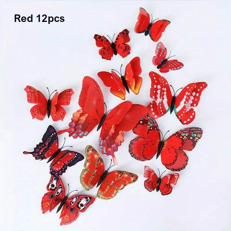 12pcs 3D Double Layer Butterfly Wall Stickers
