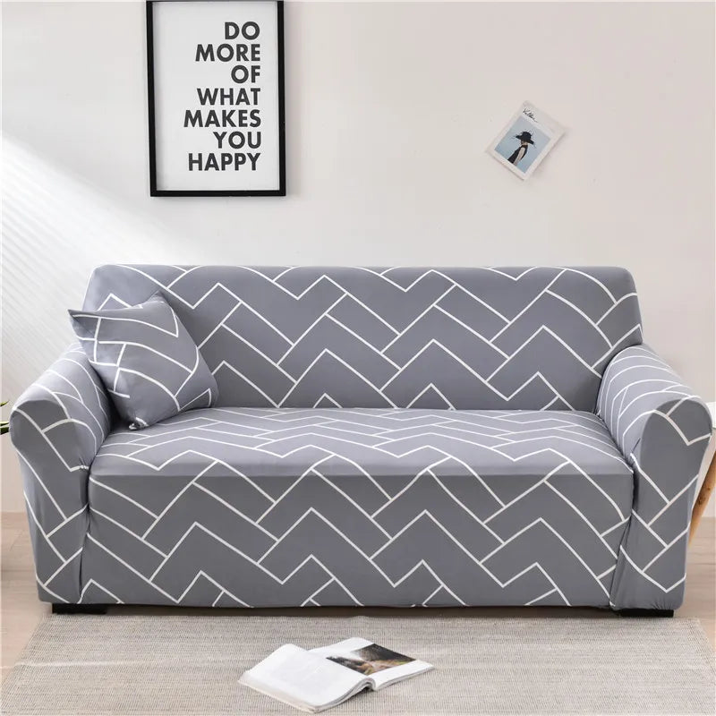 Floral Printed Stretch Sofa Cover with Elastic Band