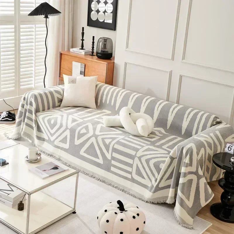 Nordic Tassel Throw Blanket Full Four Season Cotton Sofa Cover Towel Dust Anti-cat Scratch Protection Covers Sofa Blanket Carpet
