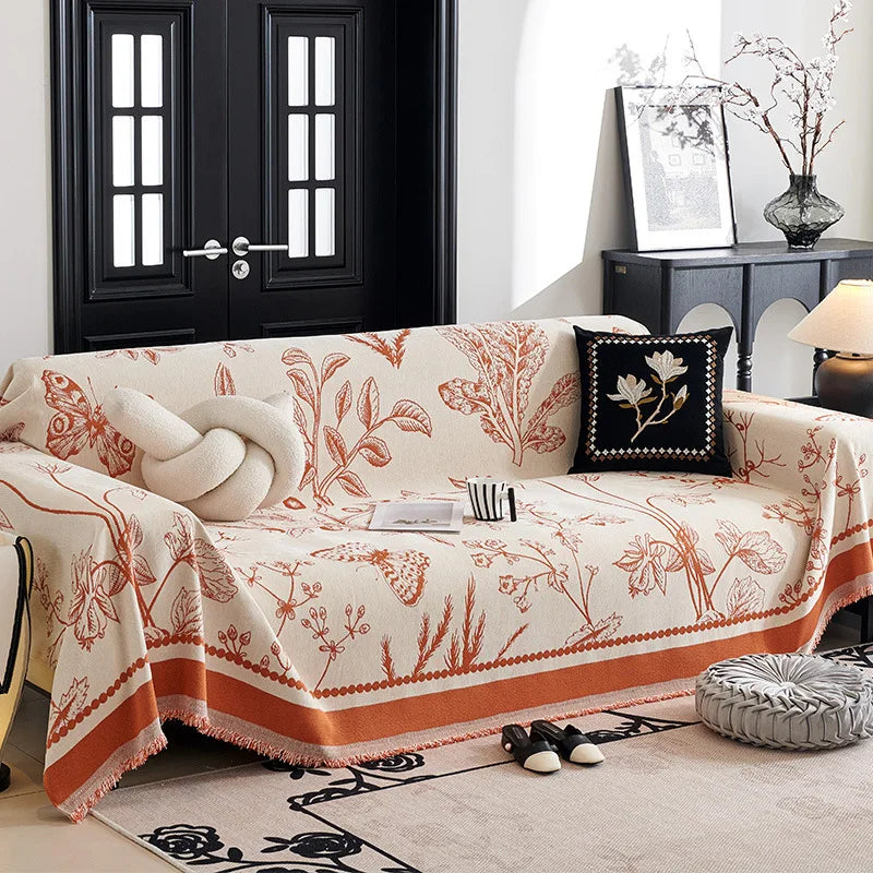 Vintage French Style Chenille Sofa Cover, Full Coverage for All Seasons, Luxury High-End Sofa Protector Slipcover