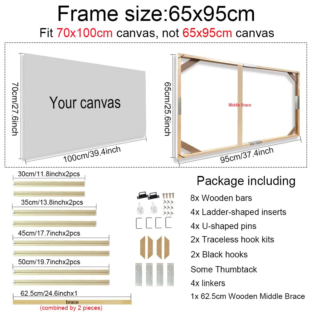 30x40 40x60 50x70cm Canvas Frame Wooden Frames Wooden Photo Oil Painting Canvas Diamond Painting Frames Canvas Wood Wall Frame