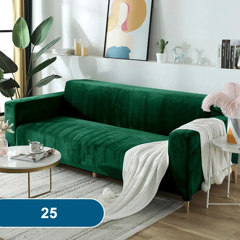 Soft & Thick Velvet Sofa Cover with Armrest for L-Shaped Sofas