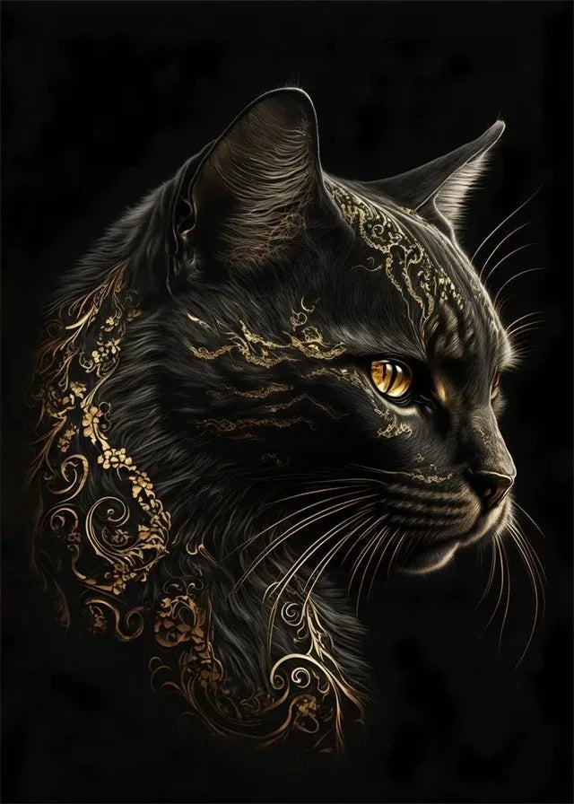 Black Gold Eagle Lion Canvas Painting Metal Poster Wall Art Nordic Deer Tiger Wolf Swan Aesthetic Picture for Living Room Decor
