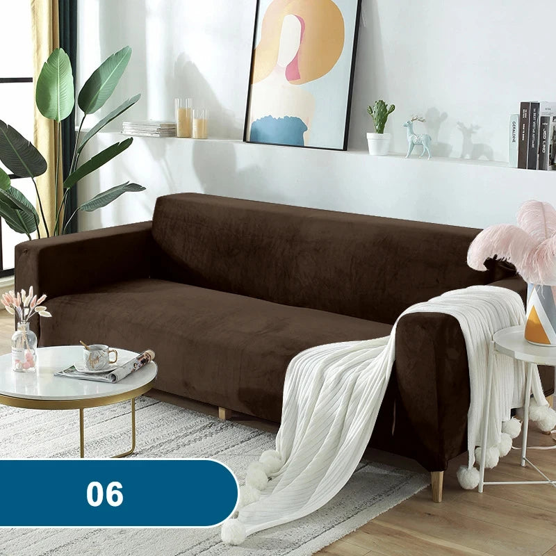 Soft & Thick Velvet Sofa Cover with Armrest for L-Shaped Sofas