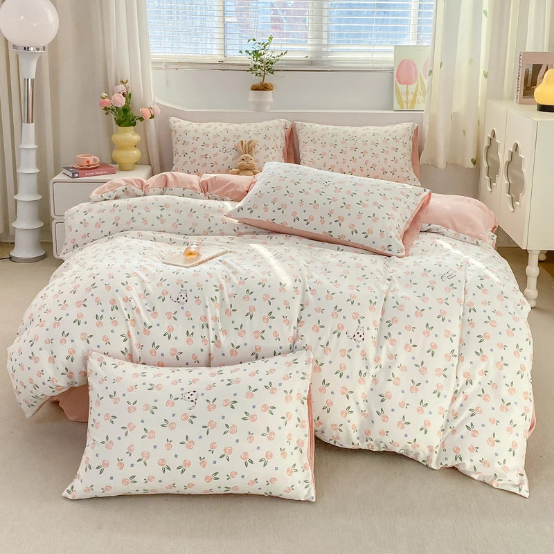 100% Washed Floral Bedding Set