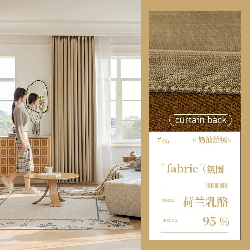 Custom Size Super Soft Chenille High Blackout Curtains for Bedroom Living Room Romantic Colors Three-dimensional Texture