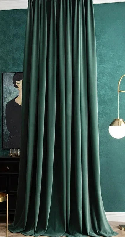 Simple Luxurious Velvet Curtains for Living Room Bedroom Flannelette Nordic Mink Green Non-inverted Fleece Blackout Thickened