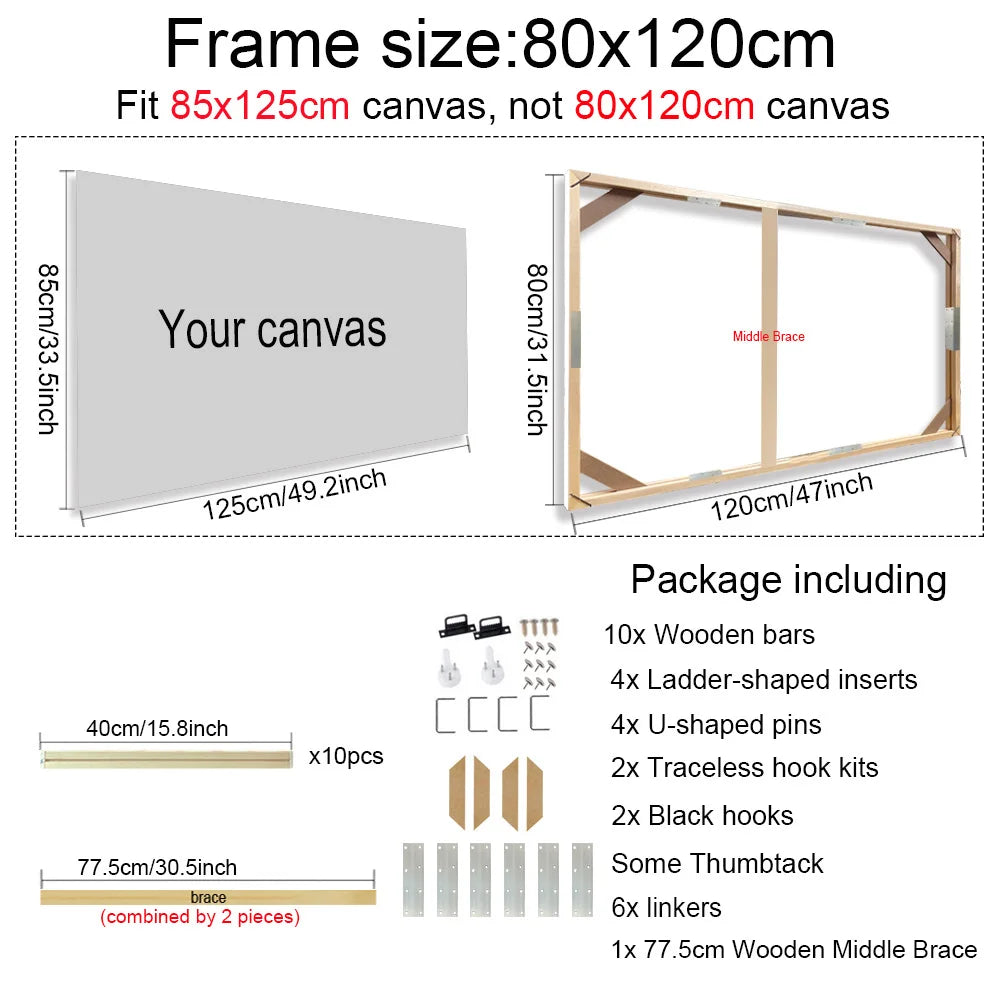 30x40 40x60 50x70cm Canvas Frame Wooden Frames Wooden Photo Oil Painting Canvas Diamond Painting Frames Canvas Wood Wall Frame