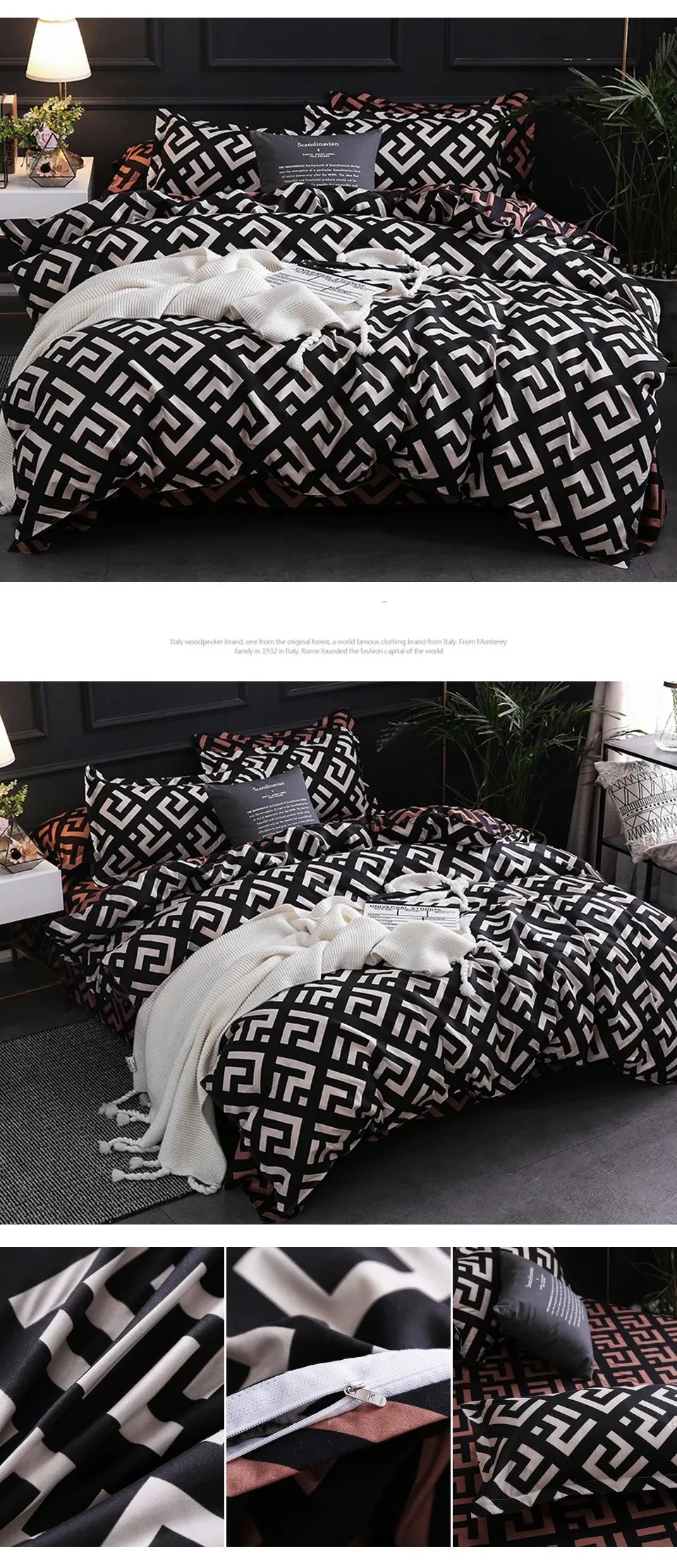 Luxury Black Comforter Set with Pillowcases