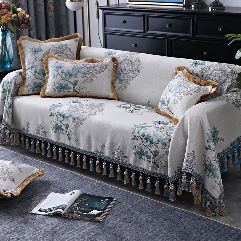 Throw Blanket Cotton Sofa Cover With Tassel Dust Anti-cat Scratch Protection Cover Sofa Blanket Full Four Season Throw Blanket