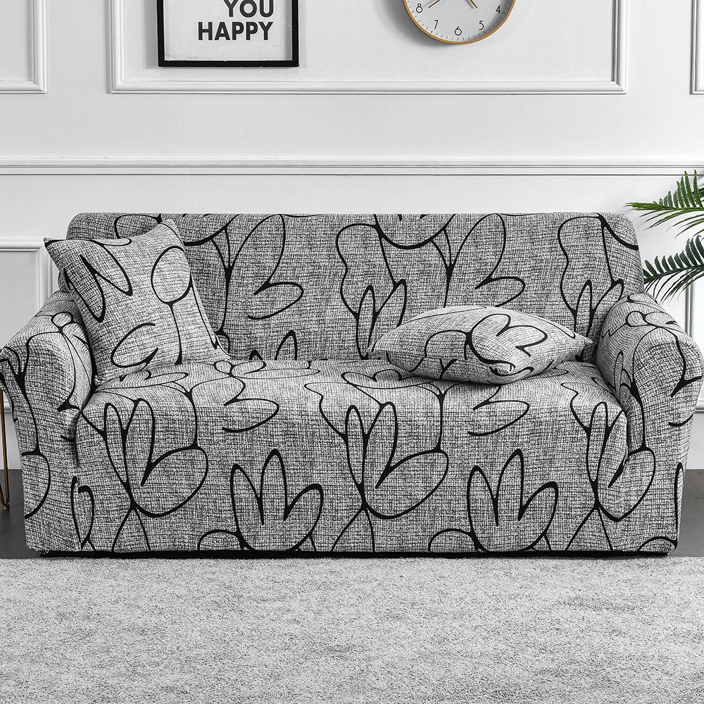 Flower Printed Elastic Sofa Cover for Living Room & Bedroom