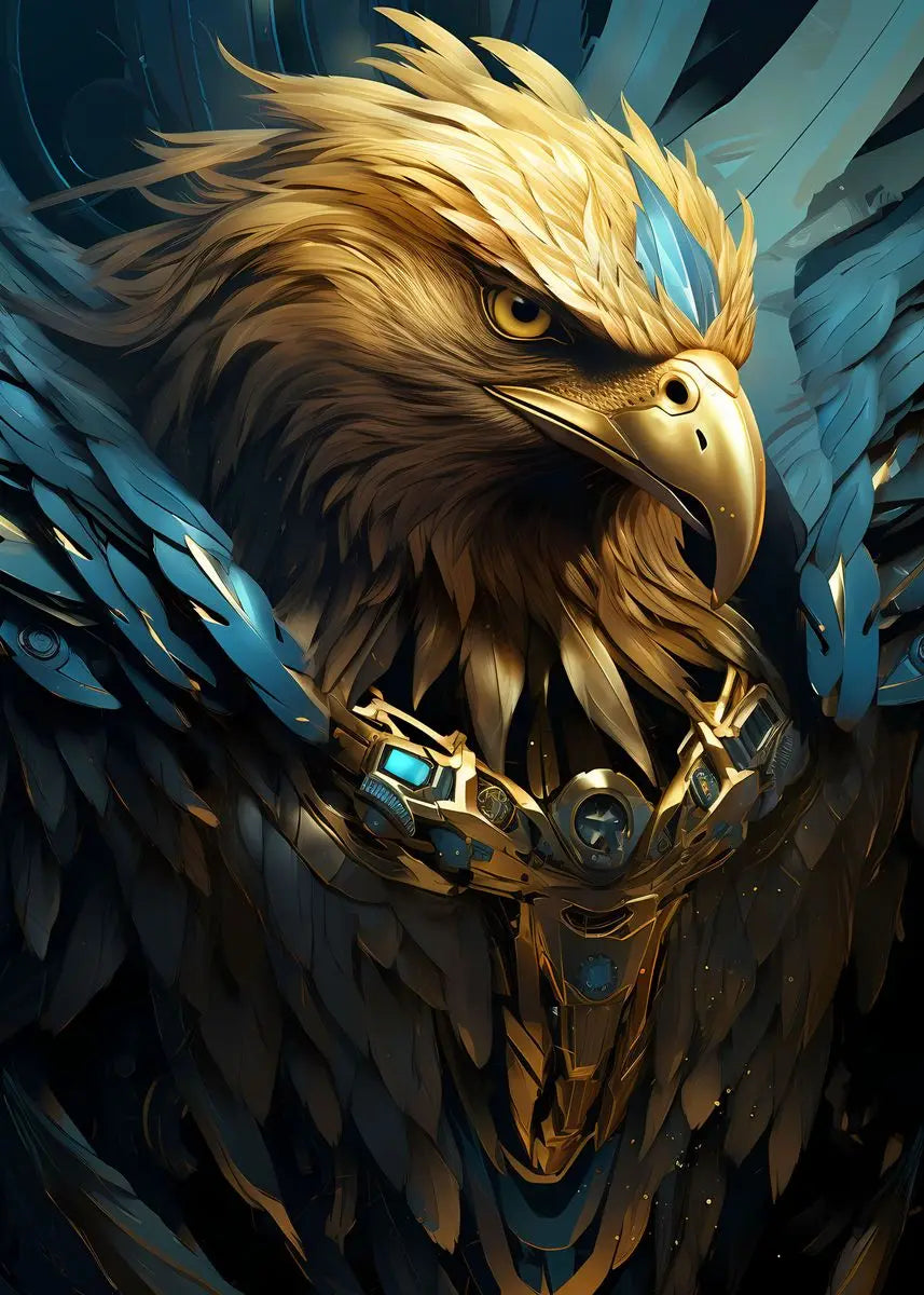Golden Eagle Poster Bird Head Handsome Sharp Gold Animal Prints Canvas Painting Wall Art Pictures Home Room Modern Decoration