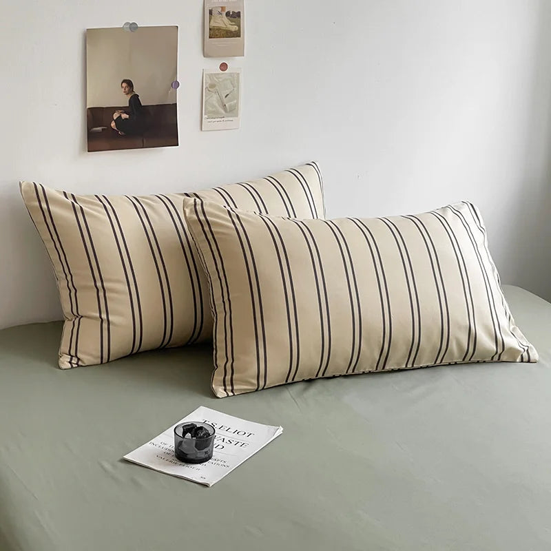 Stripe Comforter Set with Pillowcase & Bed Sheet