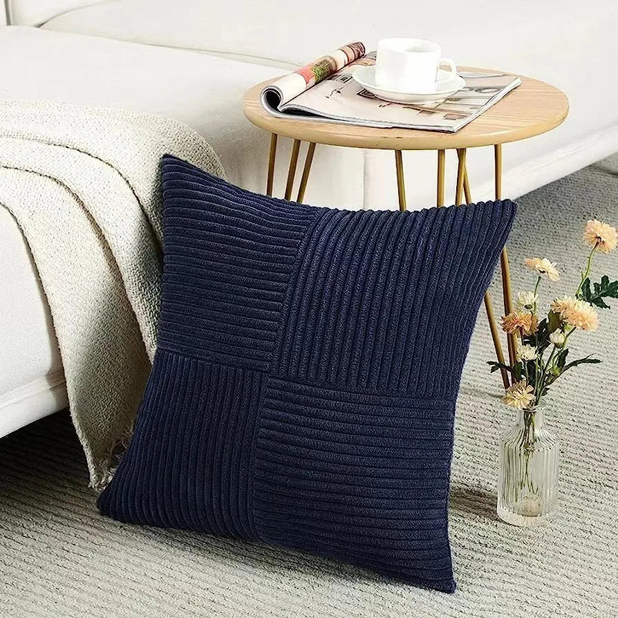 Spliced Throw Pillow Cover Corduroy Cushion Cover Beige Solid Pillowcase Home Decor for Sofa Living Room Bed Lumbar Pillow Cover