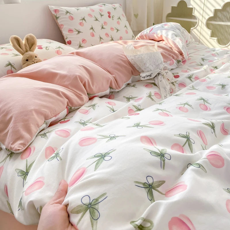 100% Washed Floral Bedding Set