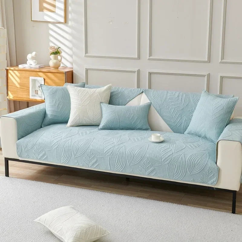 Nordic Simple Solid Color Sofa Cushion Four Seasons Pure Cotton Fabric Anti-slip Full Cotton Sitting Pad Modern Sofa Cover Home