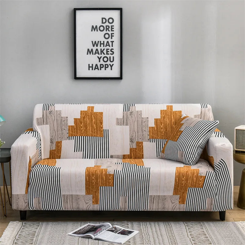Floral Printed Stretch Sofa Cover with Elastic Band