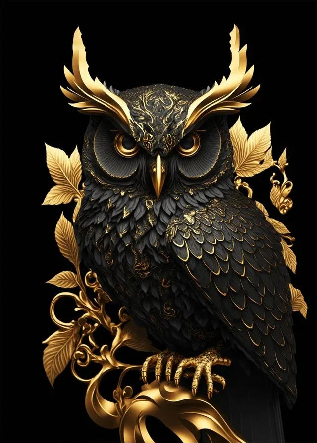 Black Gold Eagle Lion Canvas Painting Metal Poster Wall Art Nordic Deer Tiger Wolf Swan Aesthetic Picture for Living Room Decor