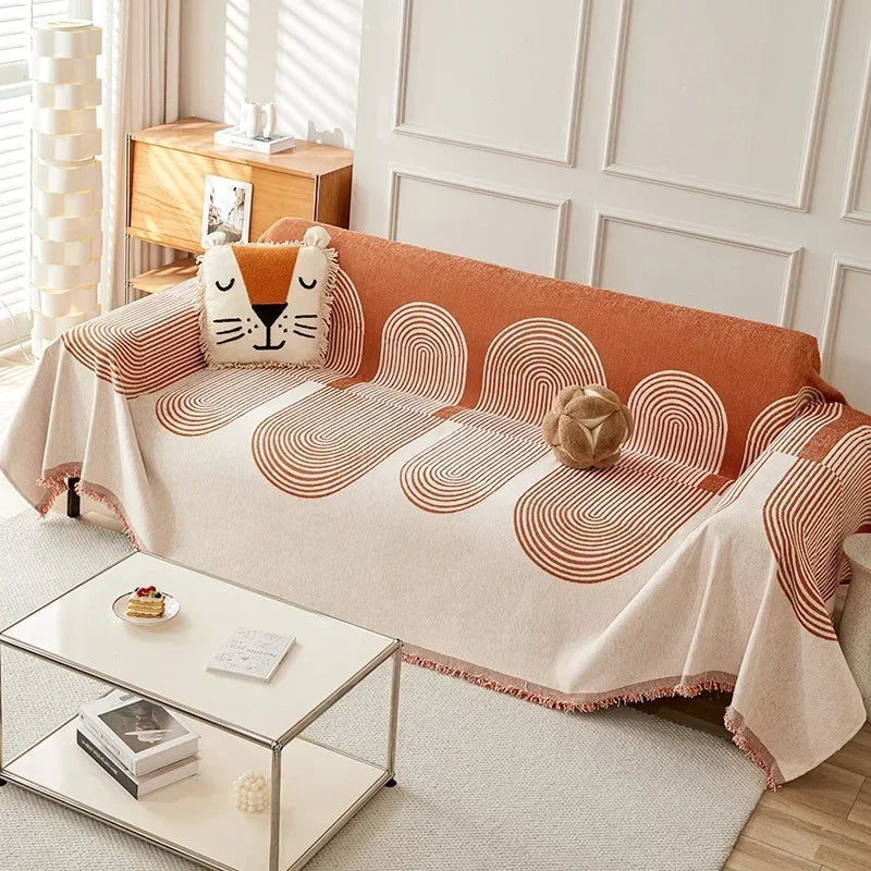 Nordic Tassel Throw Blanket Single Full Four Season Cotton Sofa Cover Dust Anti-cat Scratch Protection Cover Sofa Blanket Carpet