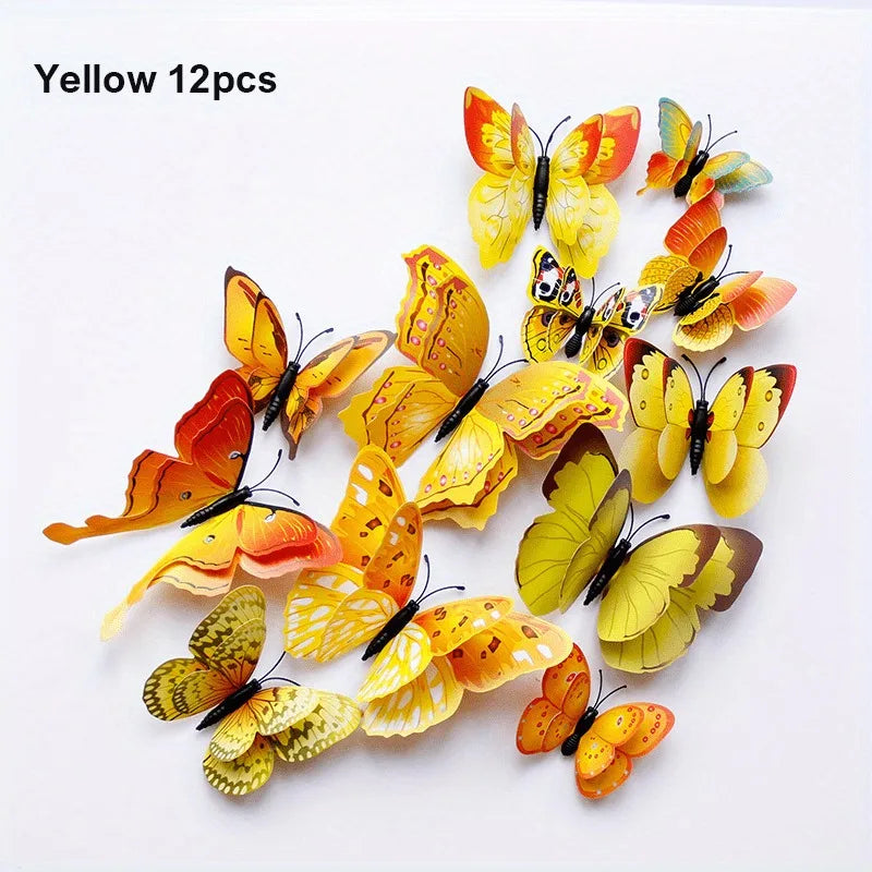 12pcs 3D Double Layer Butterfly Wall Stickers