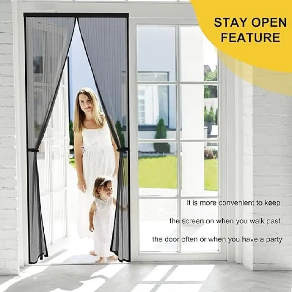 Black Mesh 6 Pairs of Magnetic Stripe +7 Pairs of Magnetic Buckle Non-penetration Magnetic Stripe Type Mosquito Curtain