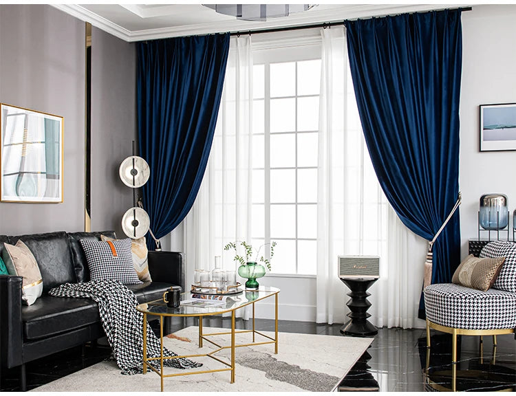 Luxury Royal Blue Velvet Curtains