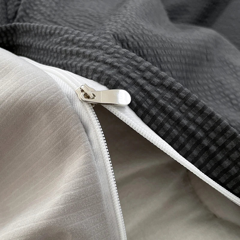 3pcs Duvet Cover Black Fashion Bedding Set for Men Grey Comforter Cover Microfiber Solid Color Quilt Cover with 2 Pillowcases
