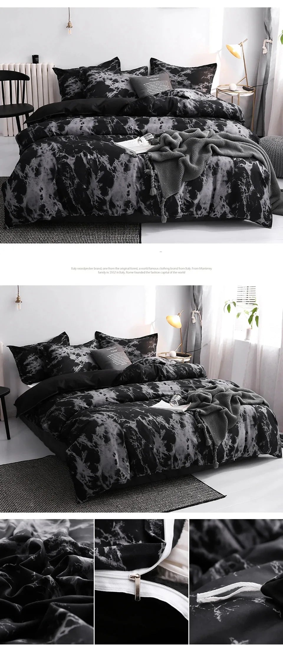 Luxury Black Comforter Set with Pillowcases