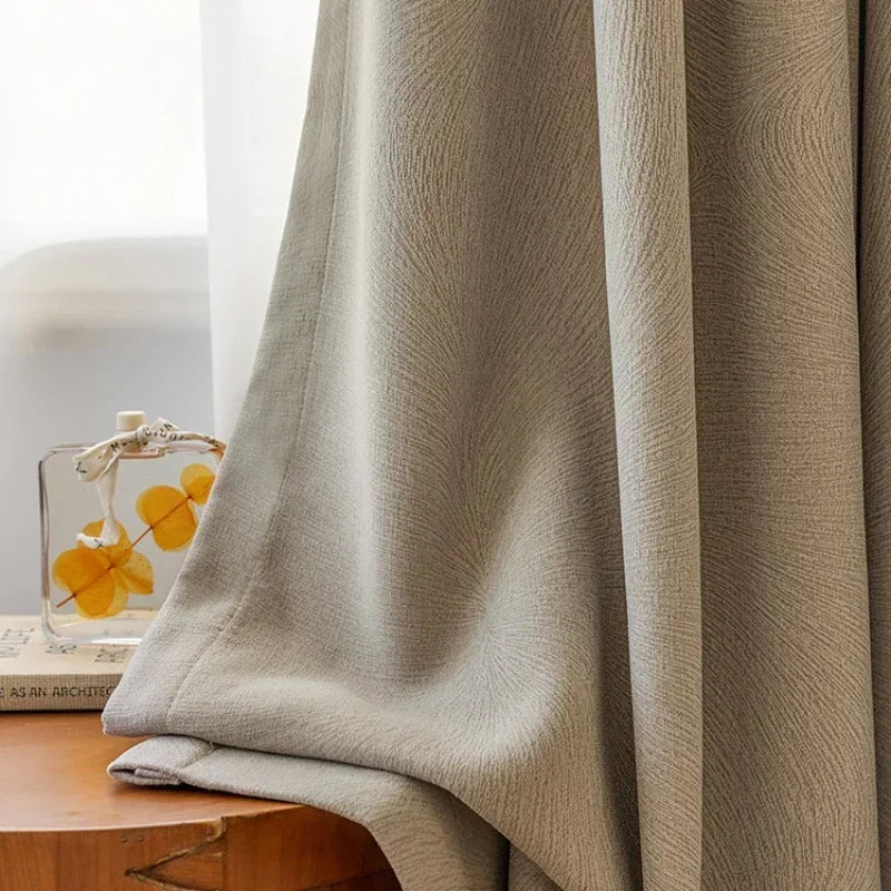 Custom Beige Chenille Luxury Curtains