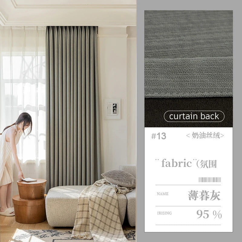 Custom Size Super Soft Chenille High Blackout Curtains for Bedroom Living Room Romantic Colors Three-dimensional Texture